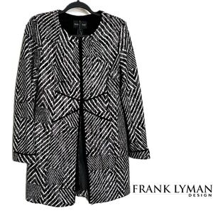 NWOT Frank Lyman 3/4 Length Jersey Jacket White/Black/Silver Zebra Print Size6